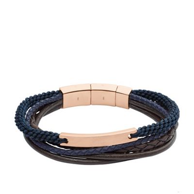 Gents rose and navy layered bracelet